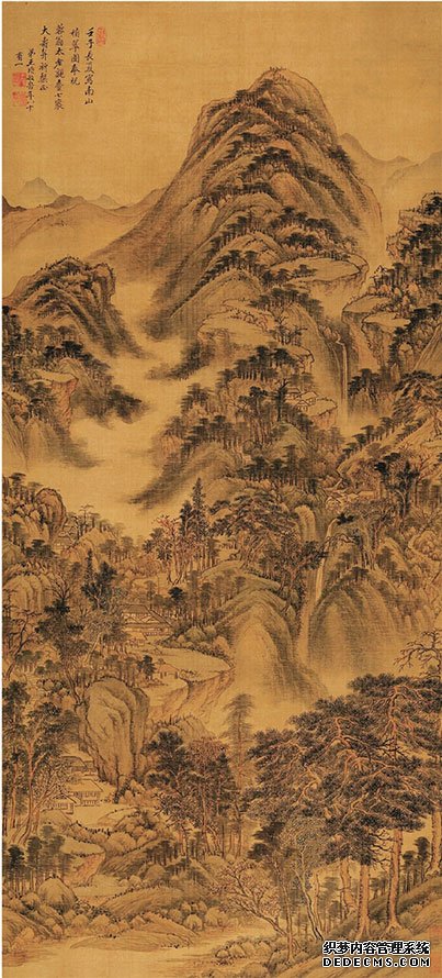 清 王时敏 南山积翠图 147×66.4cm  绢本设色 现藏于辽宁省博物馆